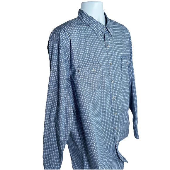 Wrangler Wrancher Western Pearl Snap Shirt 2XT Blue Cowboy Yellowstone Rodeo - Picture 7 of 8